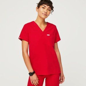 FIGS Pop Red XS Catrina 1-Pocket Scrub Top